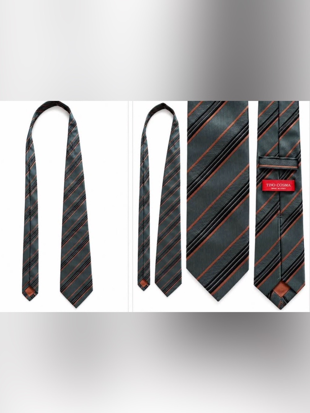 Men's Black Stripe Tie with Orange Accent
